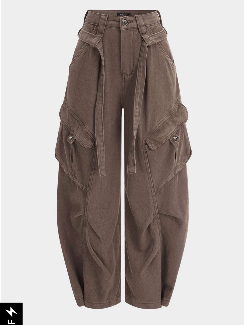 Utility Wide-Leg Cargo Pants in Taupe